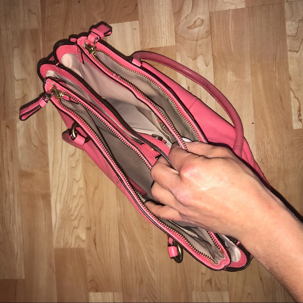 Coral Pink Leather Coach Purse - Picture 2 of 2